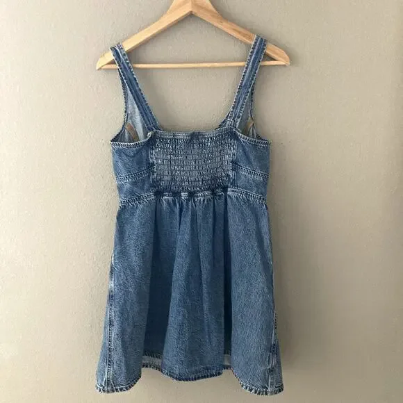 American Eagle AE Corset Button Up Denim Mini Dress Medium - Picture 3 of 6